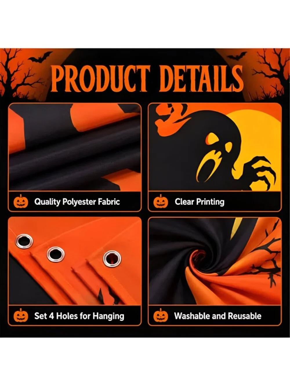 3 Pcs Halloween Ghost Silhouette Window Decor Large Ghost Black Cat Pumpkin